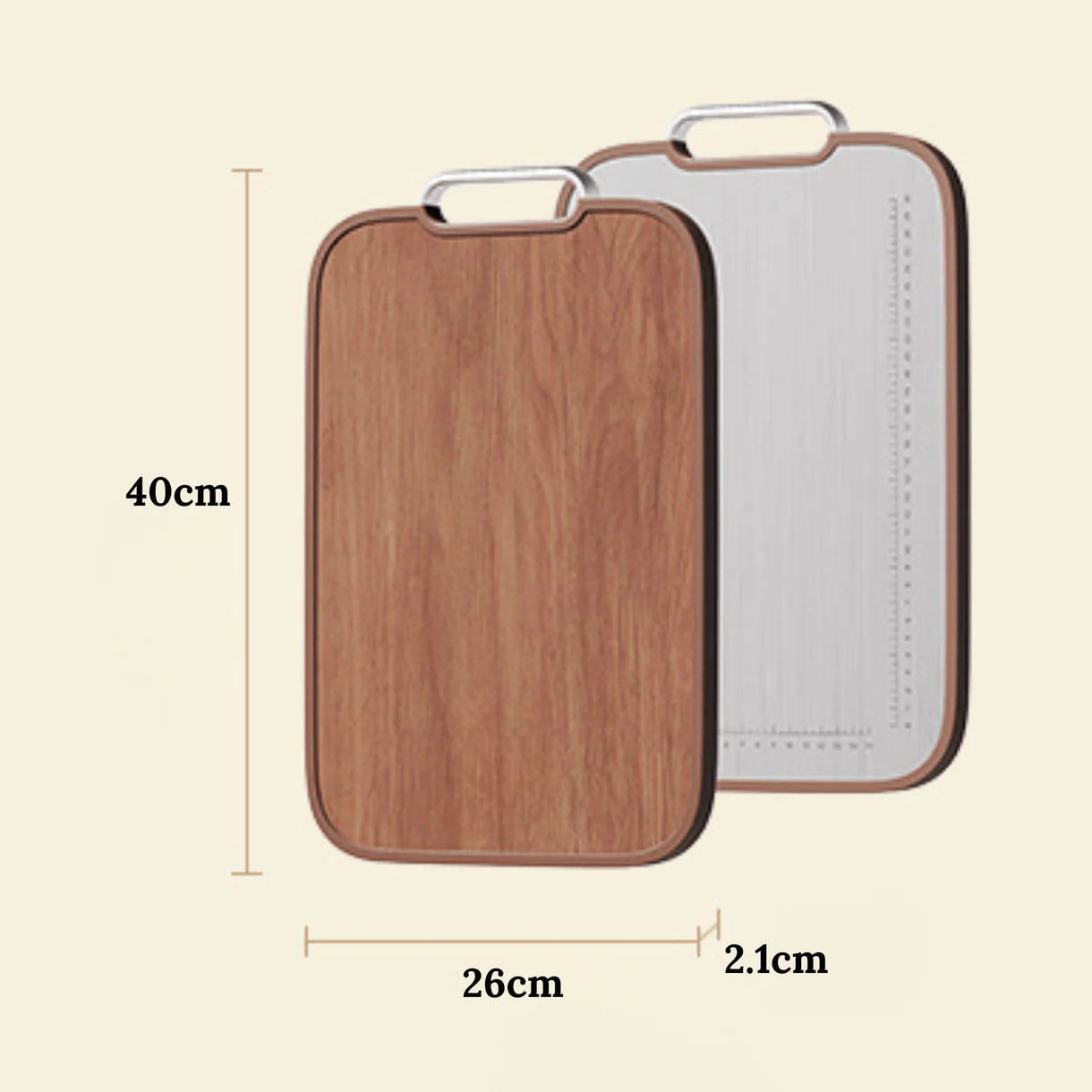 Multi-Function Ebony Stainless Steel Double-Sided Cutting Board (40cm)