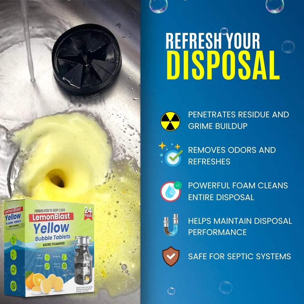 LemonBlast Yellow Bubble Tablets – Odor Eliminator + Blockage Remover ( BUY 1 GET 1 )
