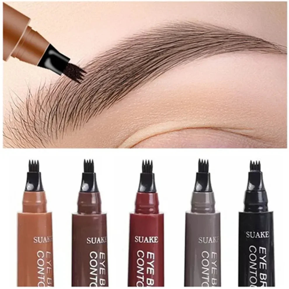 Waterproof 4 Points Long Lasting Eyebrow Pen - BUY 1 GET 1 FREE (BLACK)
