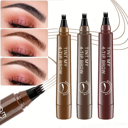 Waterproof 4 Points Long Lasting Eyebrow Pen - BUY 1 GET 1 FREE (BLACK)
