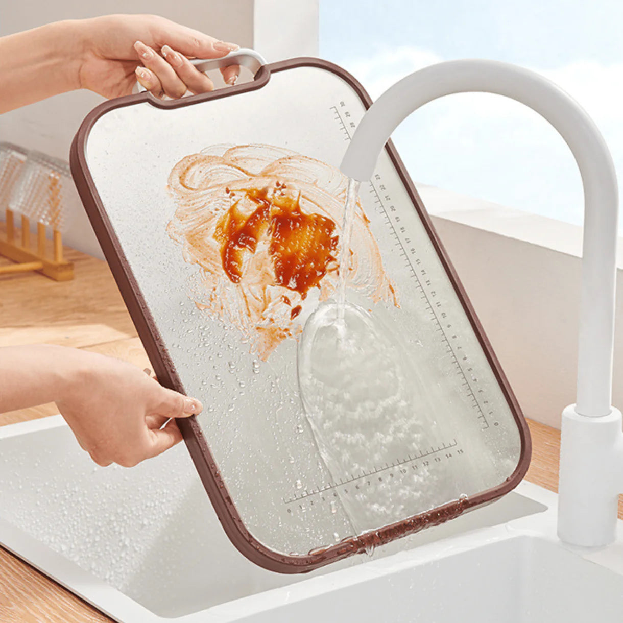 Multi-Function Ebony Stainless Steel Double-Sided Cutting Board (40cm)