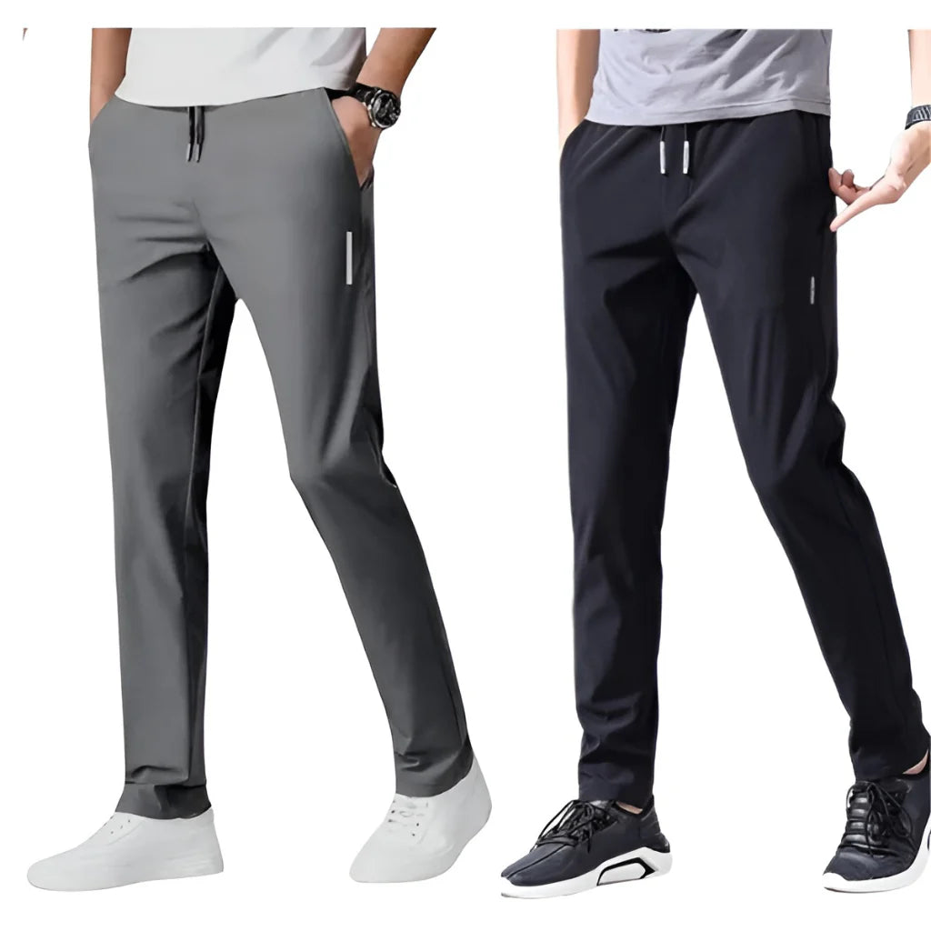 (Buy 1 Get 1 Free) Premium Men's High Stretch Skinny Lycra Pants (Black + Grey)