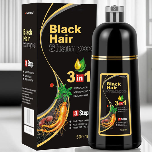 3 in 1 Black Hair Dye Shampoo - Buy 1 Get 1 Free ⏰