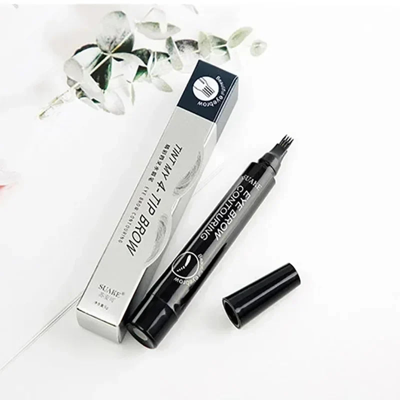 Waterproof 4 Points Long Lasting Eyebrow Pen - BUY 1 GET 1 FREE (BLACK)