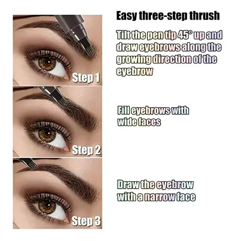 Waterproof 4 Points Long Lasting Eyebrow Pen - BUY 1 GET 1 FREE (BLACK)