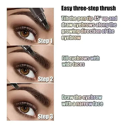 Waterproof 4 Points Long Lasting Eyebrow Pen - BUY 1 GET 1 FREE (BLACK)