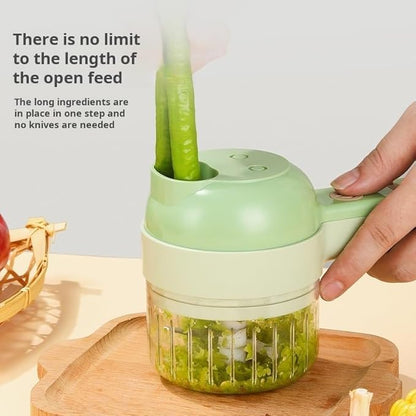 4-in-1 Portable Electric Vegetable Cutter – Slice, Dice, Shred & Chop Effortlessly