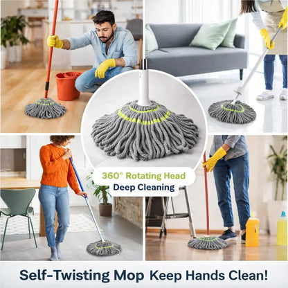 SpinEase™ 360 Mop No Drips, Quick Drying, Multicolor Fiber