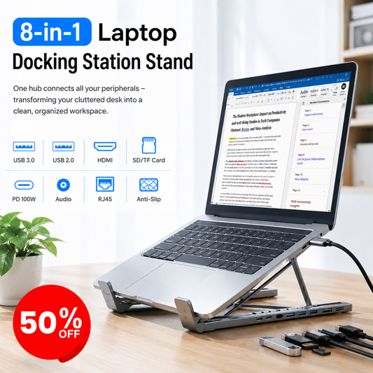 8-in-1 Laptop Docking Station Stand