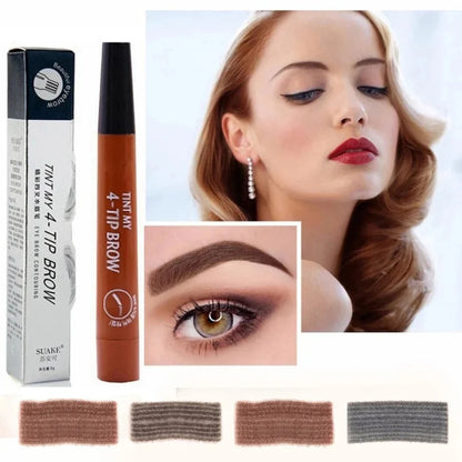 Waterproof 4 Points Long Lasting Eyebrow Pen - BUY 1 GET 1 FREE (BLACK)