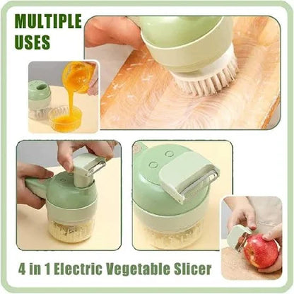 4-in-1 Portable Electric Vegetable Cutter – Slice, Dice, Shred & Chop Effortlessly